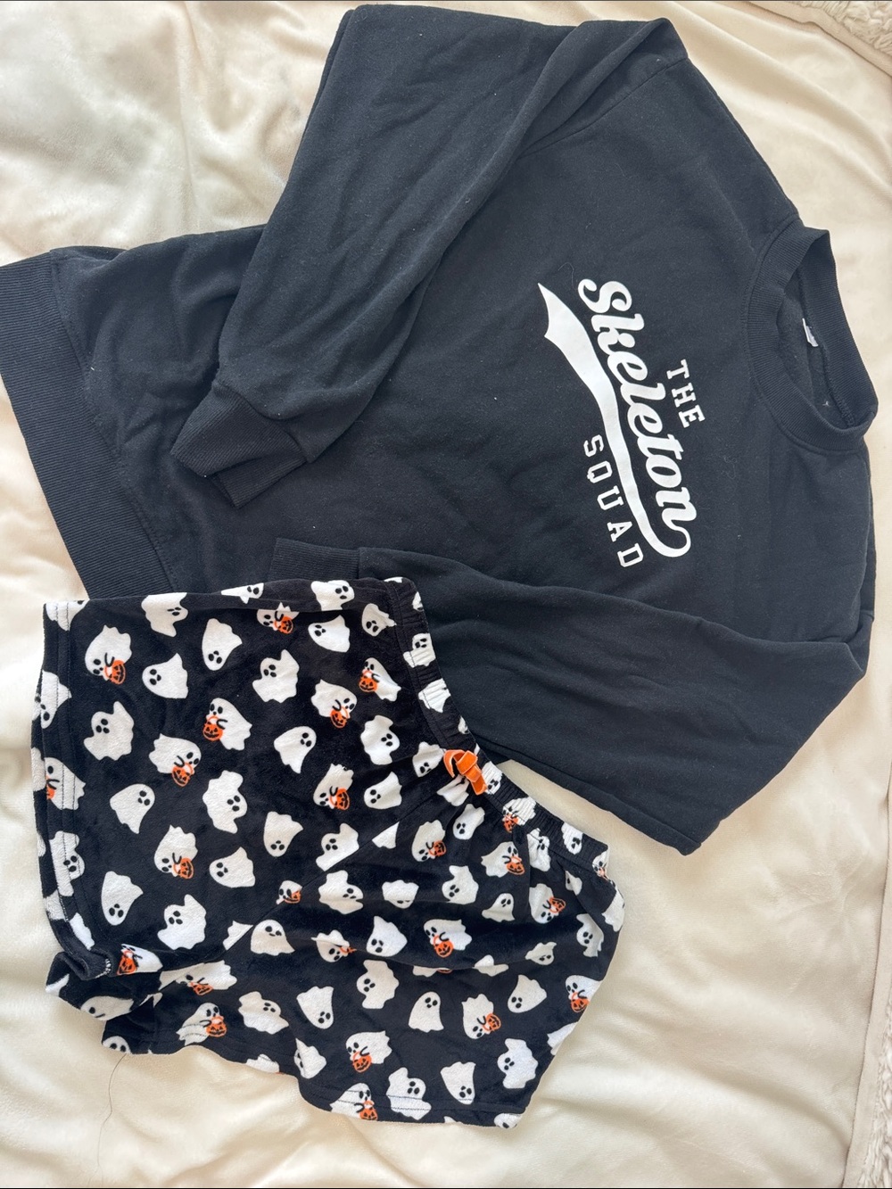 Old Navy Black 'The Skeleton Squad' Kids Pajama Set with Ghost Shorts